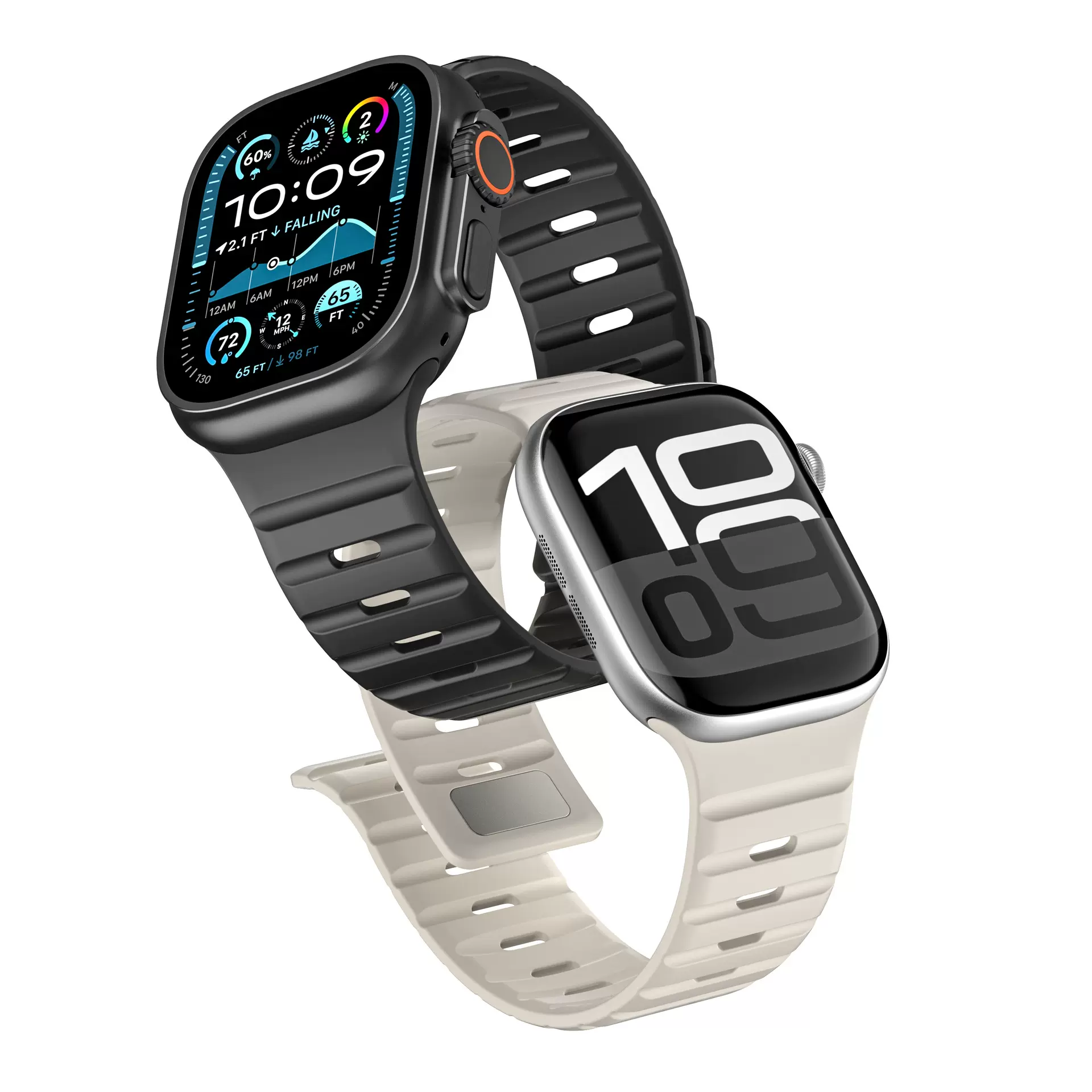 适用AppleWatch78910代SEUltra2/3 高级感强磁吸硅胶表带苹果表带