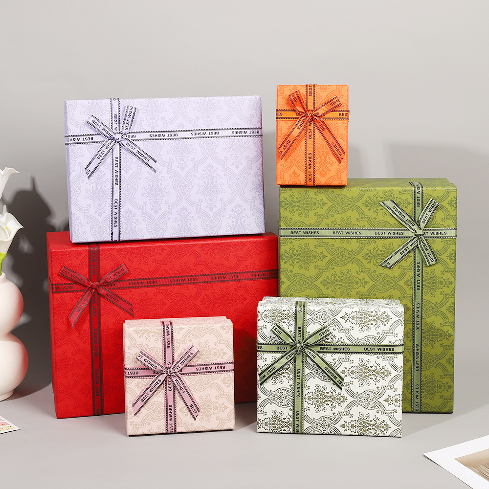 Caja de embalaje ajustable impresión logotipo heaven cubierta caja de regalo arco caja de regalo mano caja de regalo al por mayor