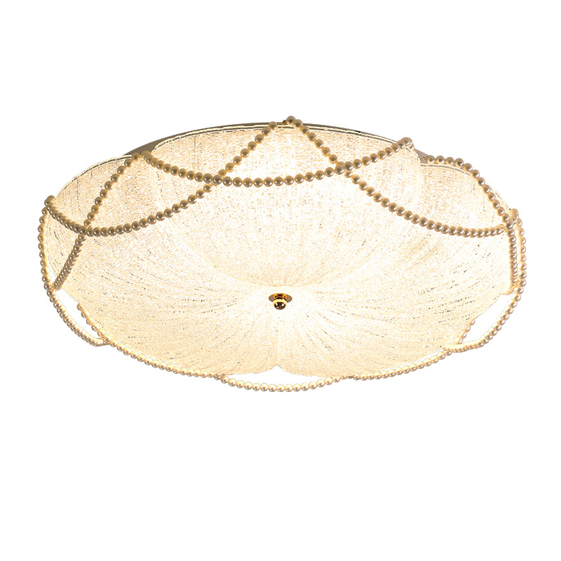 Luces de dormitorio de estilo francés de crema simple moderna y alta sensación de luz de techo perla dormitorio principal Zhongshan lámparas 055L