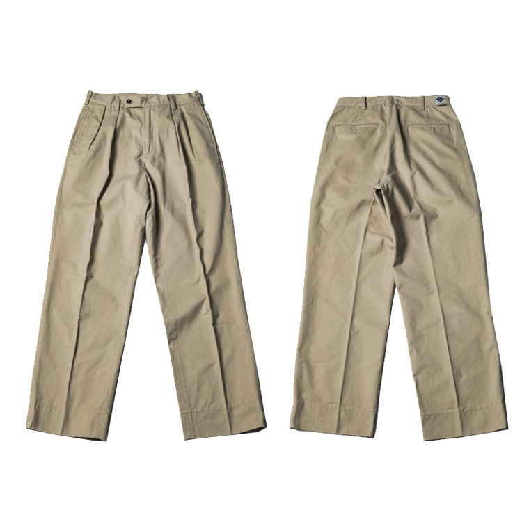 Retro Men's Casual Trousers Two Pleats Loose Cargo