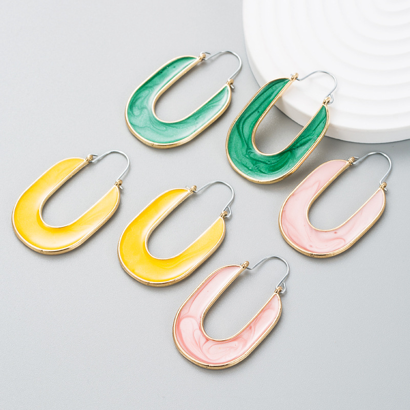 Simple Alloy Resin Geometric Niche Design Hollow Earrings display picture 2