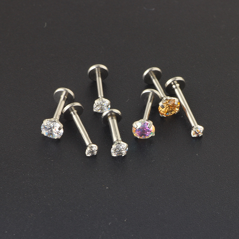 Simple Style Water Droplets Stainless Steel Metal Zircon Ear Studs 1 Piece