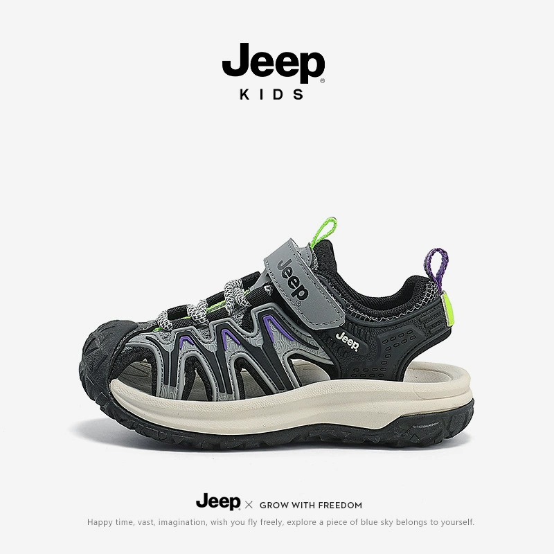 Jeep Мальчики Сандалии Летние мягкие подошвы нескользящие 2024 Летние новые детские пляжные туфли Баотоу для девочек сандалии