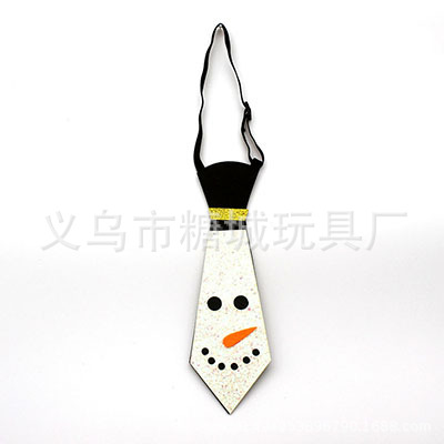 Navidad corbata adornos fieltro booglit tela brillante decoración muñeco de nieve rojo alce árbol de Navidad corbata