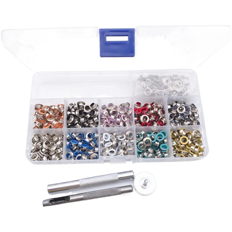 Para transfronteriza 500 sets diámetro interior 5mm color agujero de aire + vapor ojo herramientas de instalación spray pintura ojal hebilla zapato ojo hebilla al por mayor