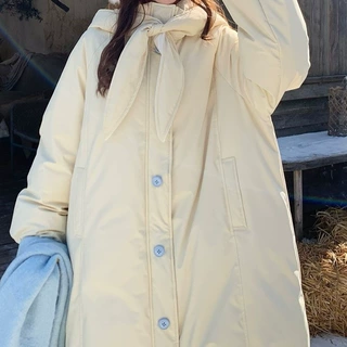 2026年网图木茶 奶黄小兔 长款棉衣棉服女冬节季保暖加厚宽松外套
