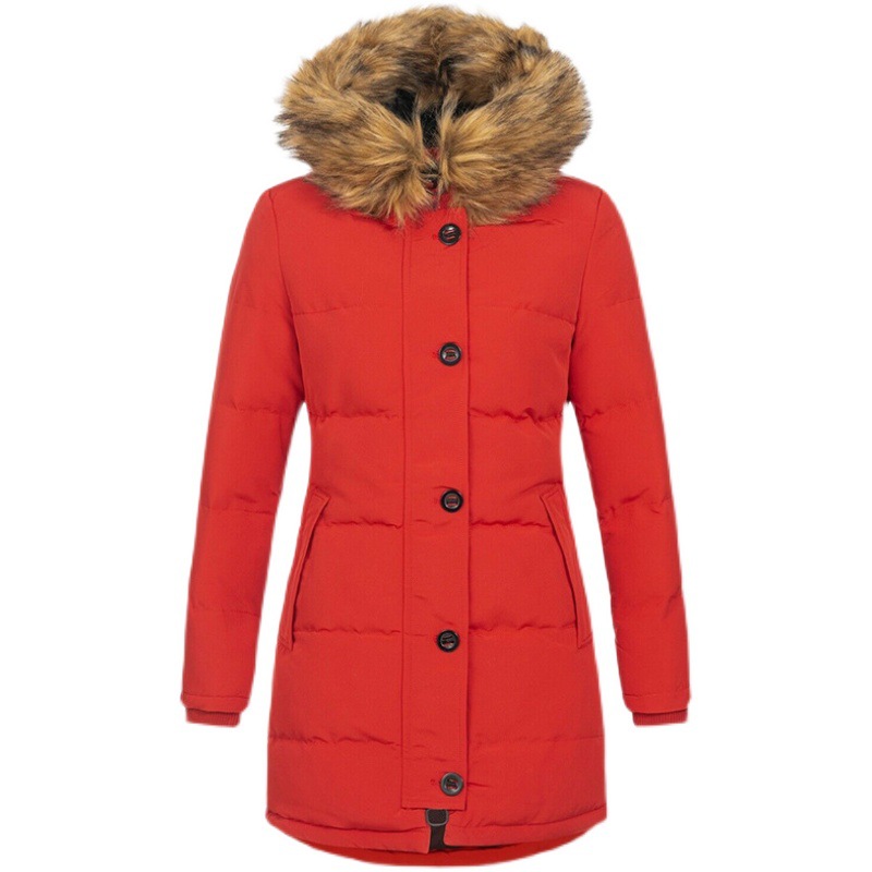AliExpress Amazon de mujer con capucha de manga larga con cremallera cálida chaqueta de algodón acolchado invierno cremallera de longitud media abrigo de color sólido image 10