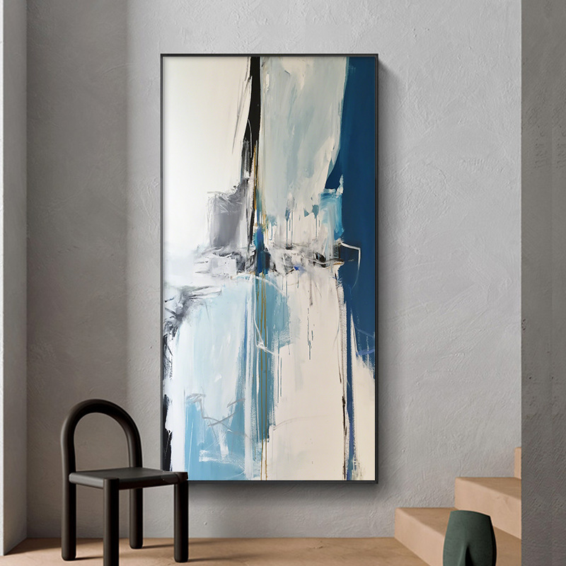 Pintura decorativa abstracta moderna vertical, diseño de corredor, impresión de alta calidad, estilo diseñador, no hecha a mano