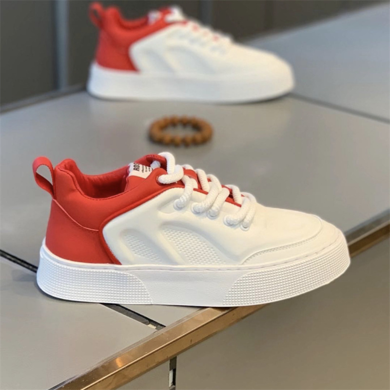 Fashionable Brand Men's Shoes Spring New Low-Top Fashion Casual Sneakers Trbottomyy Versatile Thick-Soled Sports White National Trend Qh