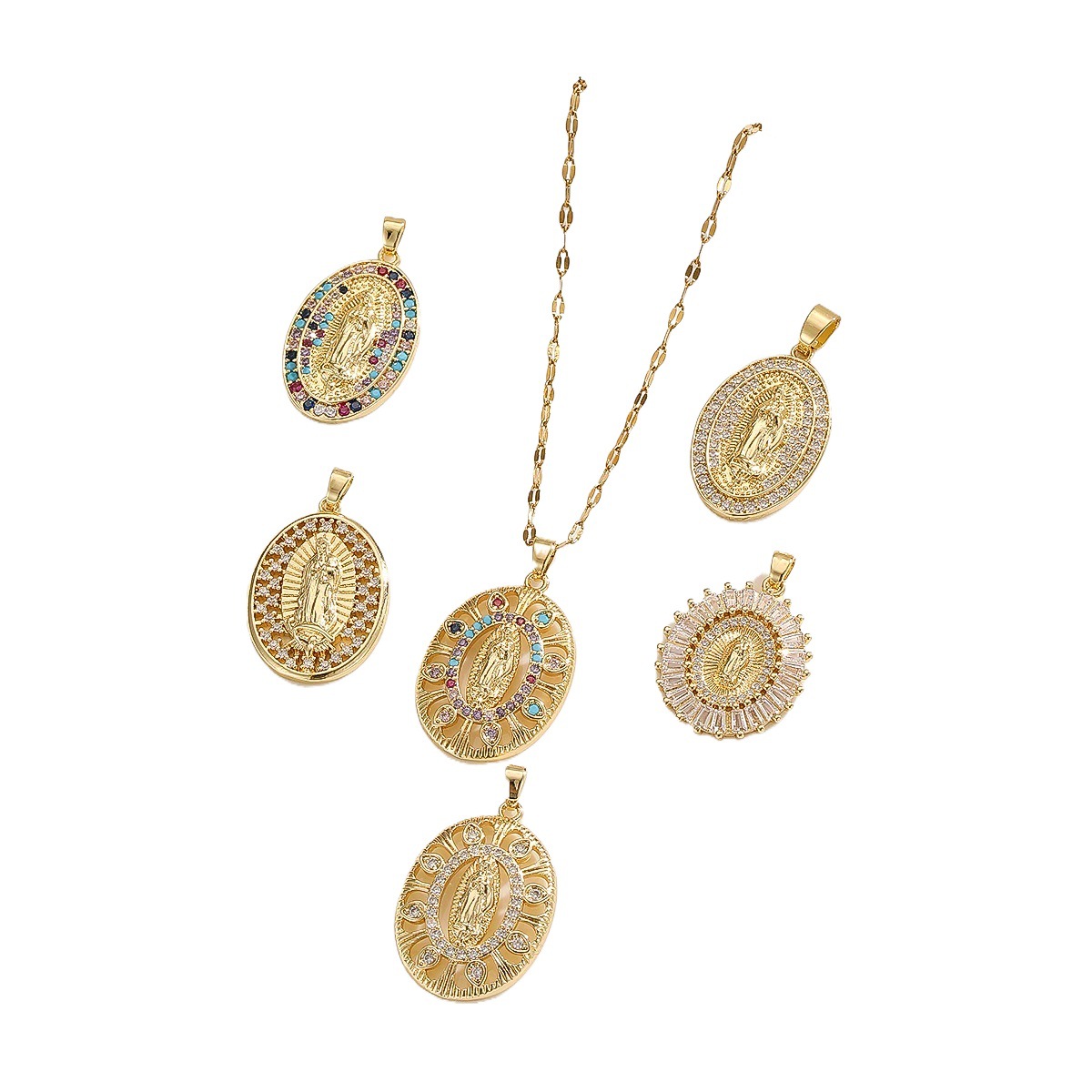 Europa y los Estados Unidos de moda transfronteriza para el Medio Oriente accesorios colgante collar de piedra de bronce colgante de la Virgen María