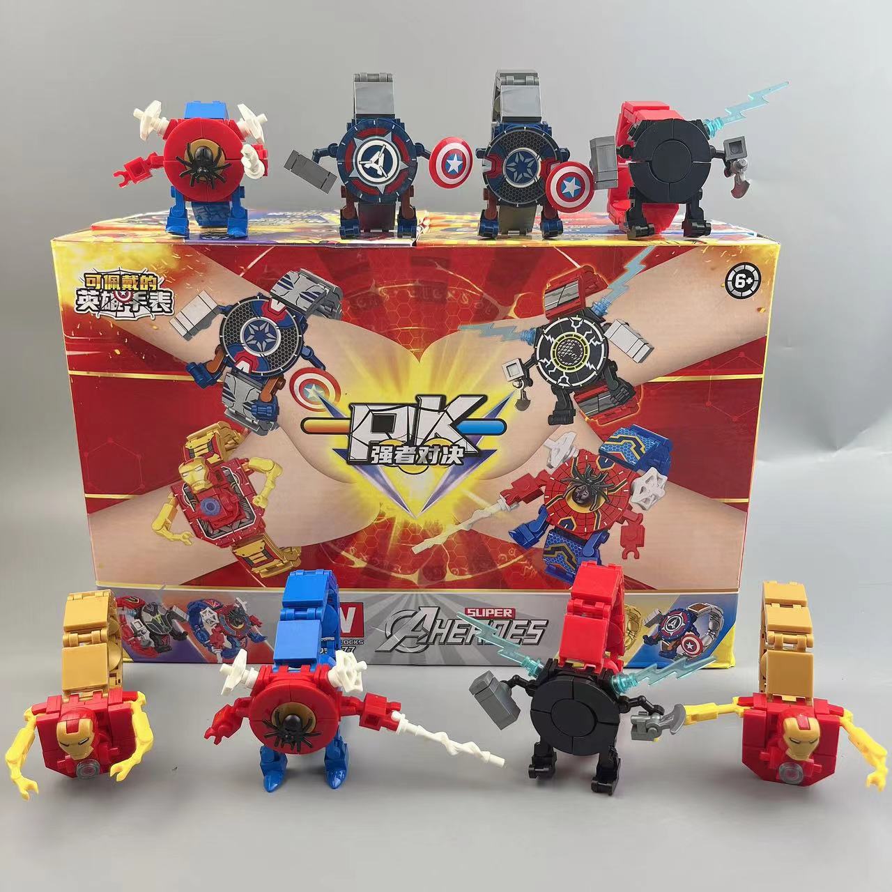 Hero Watch Assembled Building Blocks Iron Man Children's Deformable Cartoon Watch Pectable Student Toy Boy Toy