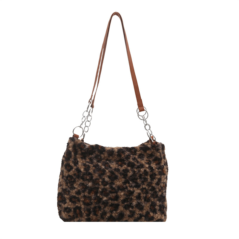 Bolso de alta capacidad retro 2024 otoño e invierno nuevo estilo estilo occidental bolso grande bolso de axila de hombro con estampado de leopardo de moda coreana