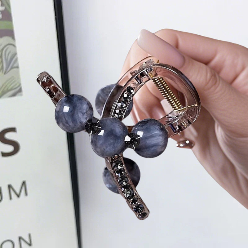 髪の量が少ない人向けのミディアムサイズのグリッパー、高級パールラインストーンヘアピン、後頭部ヘアピン、シャーククリップヘッドドレス