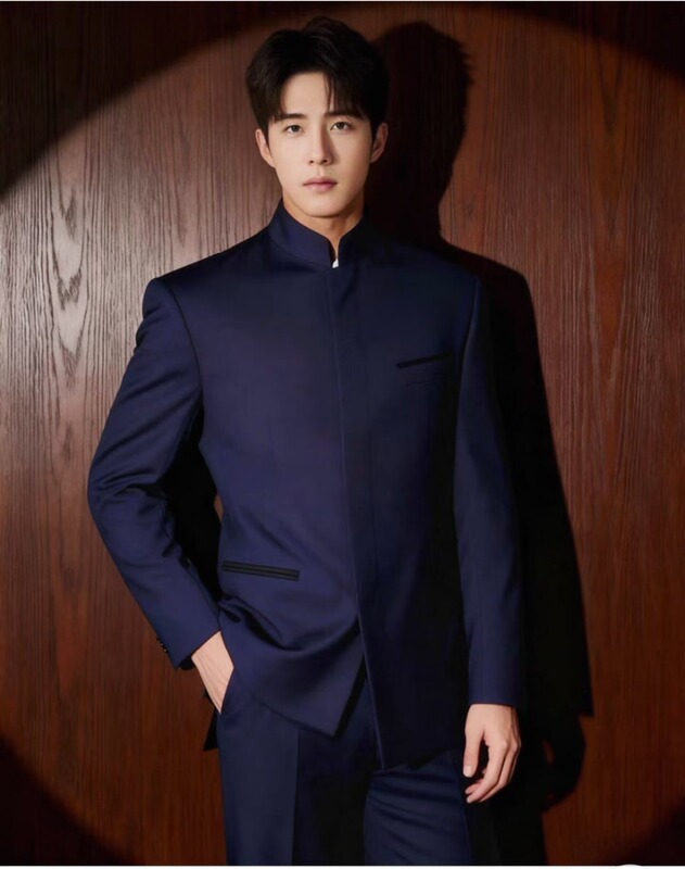 High-end new Chinese style Zhongshan suit for young men, slim-fit Tang suit, Hanfu, stand-up collar suit