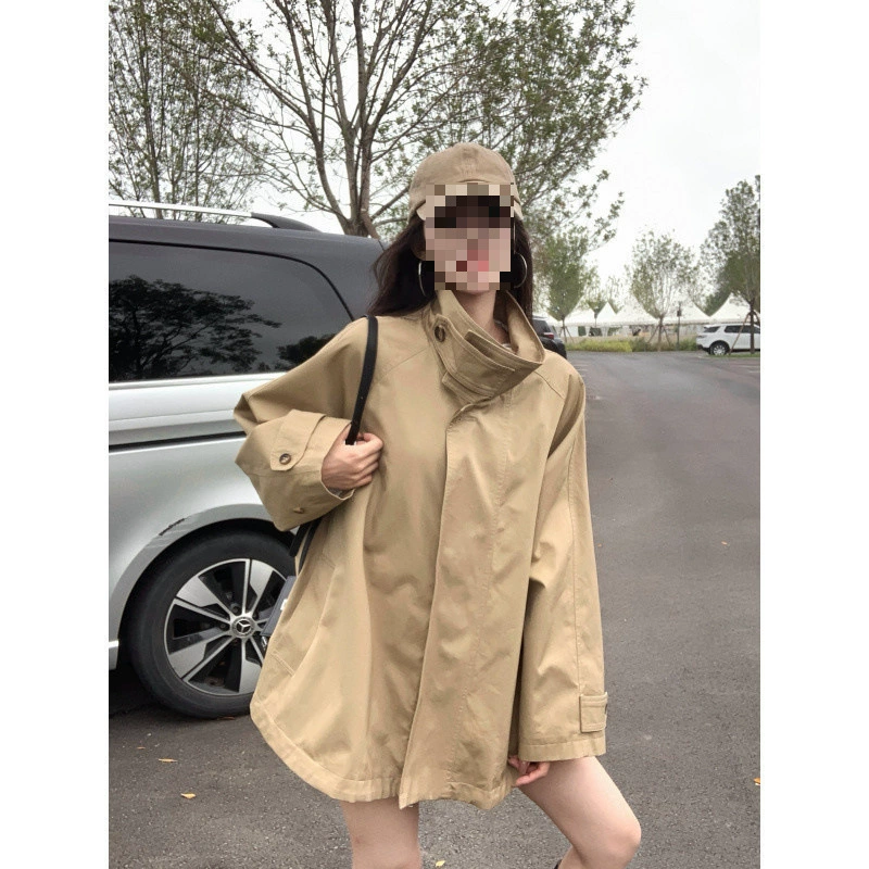 YS8 реальный снимок, реальная цена, супер красивая короткая ветровка цвета хаки, миниатюрное пальто с воротником-стойкой в ​​британском стиле