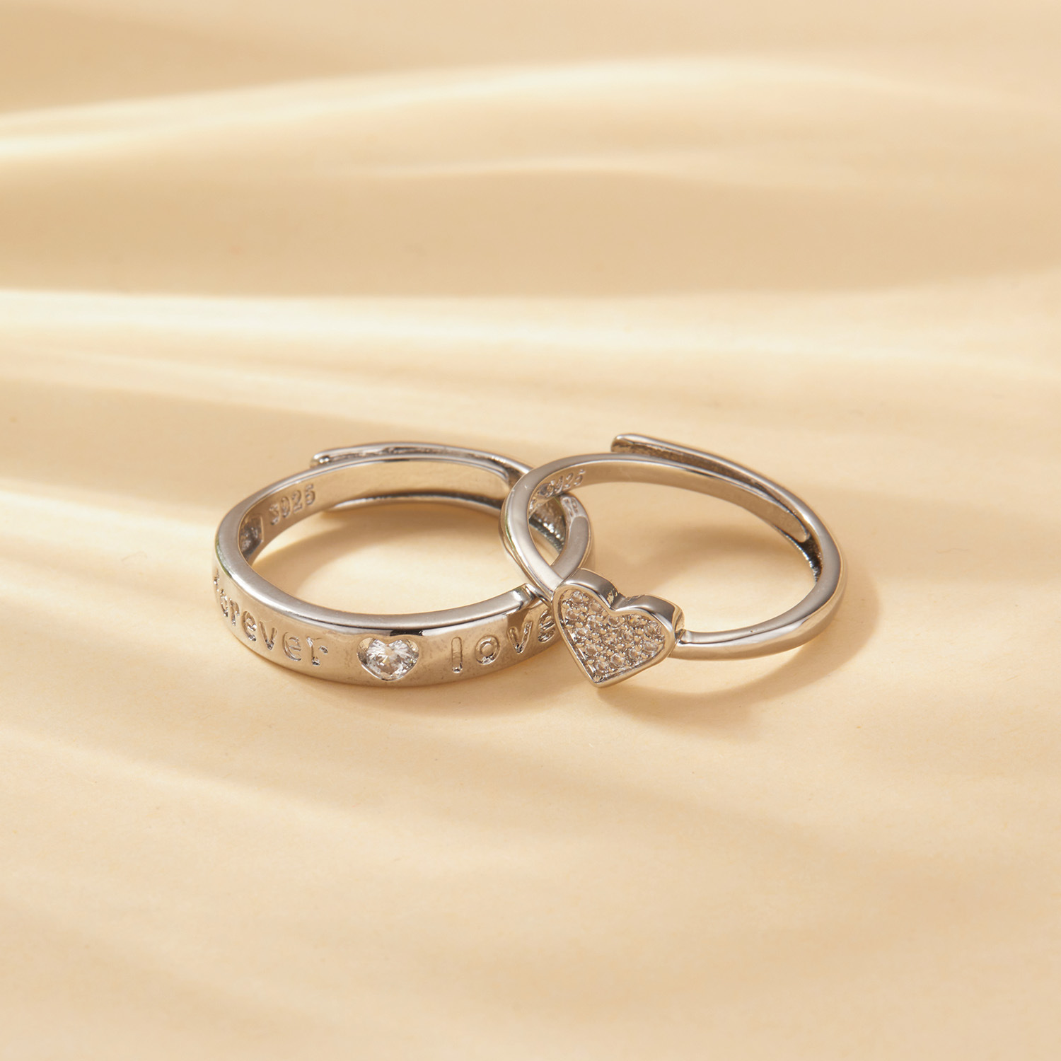 Elegant Classic Style Heart Shape Copper Zircon Open Rings In Bulk display picture 38
