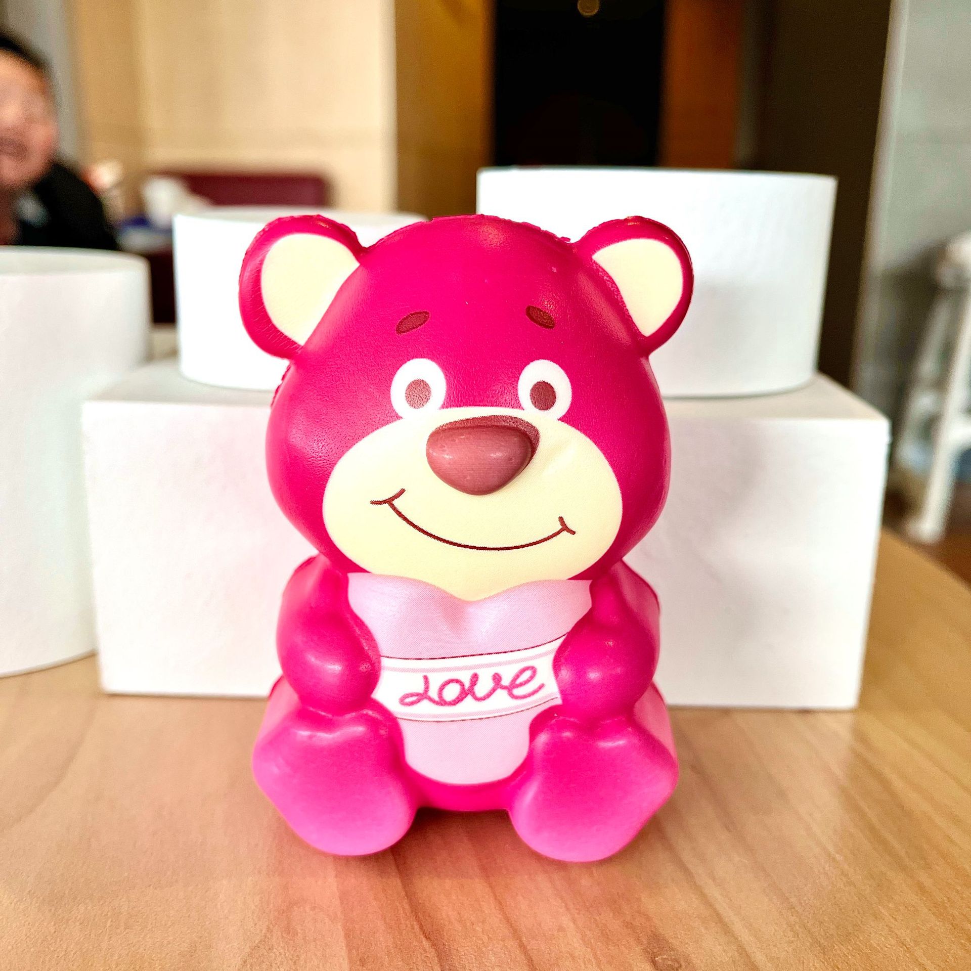 Strawberry bear party pinch [sitting holding ice cream]