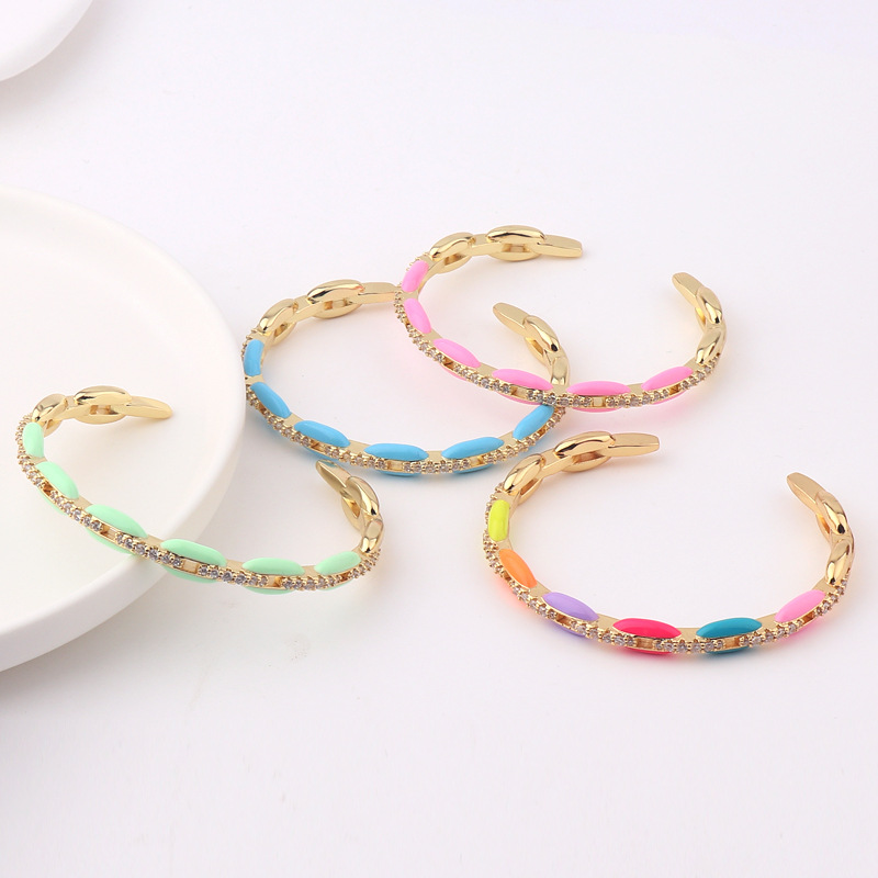 Fashion Geometric Copper Bracelets Stoving Varnish Zircon Copper Bracelets
