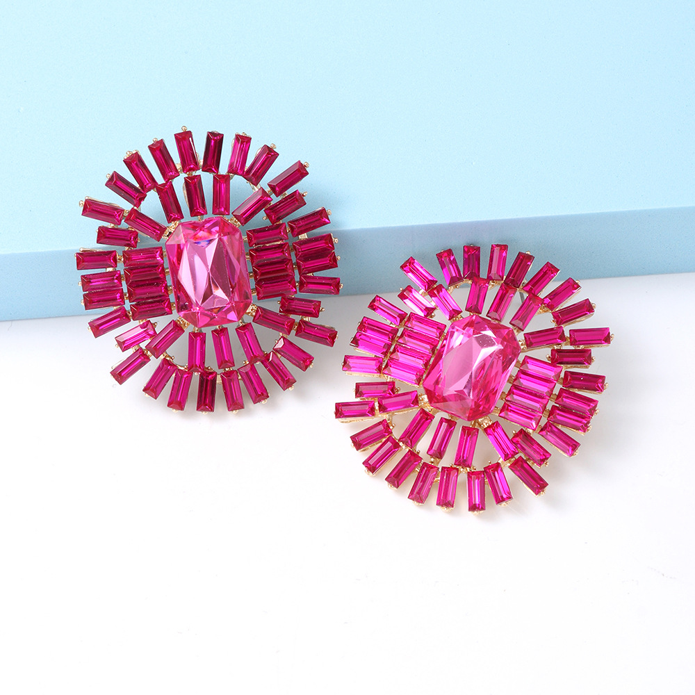 Simple Style Geometric Alloy Inlay Rhinestones Womenu0027S Ear Studs 1 Pair