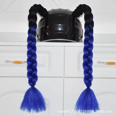 Rider, Motorcycle Decoration, Motosiklet dəbilqələri - a-pair-of-black-royal-blue-braids
