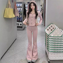 粉色运动套装女早秋季2024新款时尚高级感休闲卫衣初秋搭配一整套