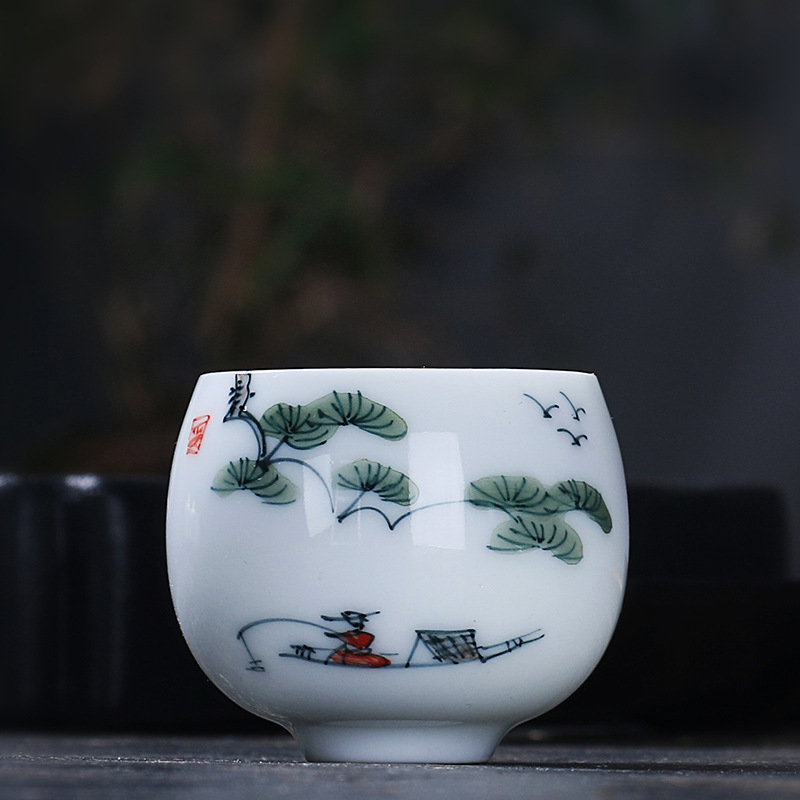 손으로 그린 선 하트 컵-그린 파인