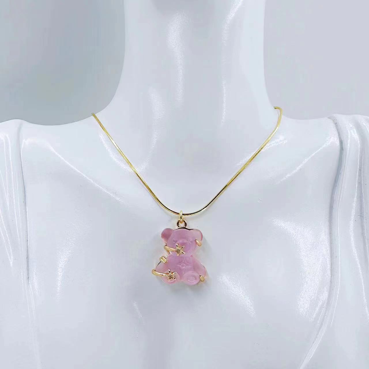 Pendant Necklace Classification Resin Copper Cute Bear Pendant Necklace