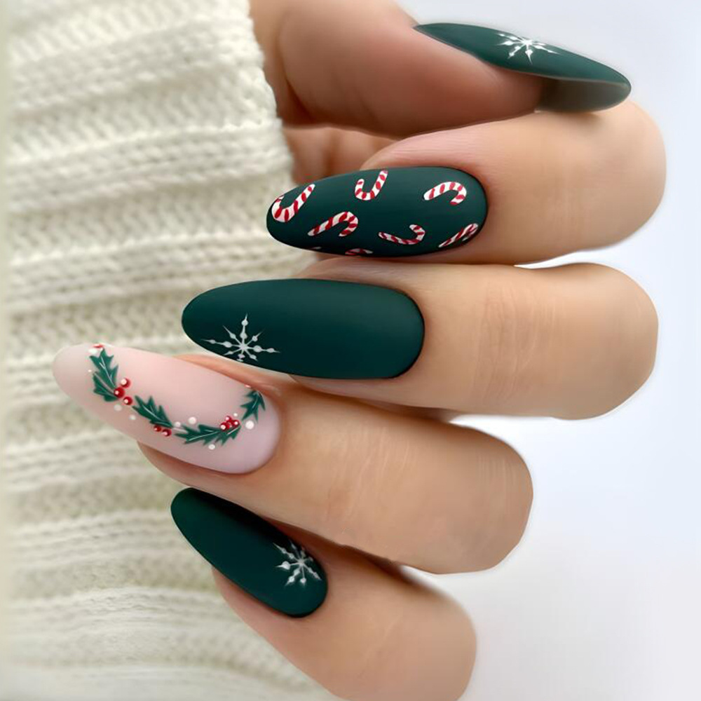 Comercio exterior Navidad verde oscuro esmaltado para usar muletas de bayas de nieve de uñas de vacaciones de uñas blanqueadoras