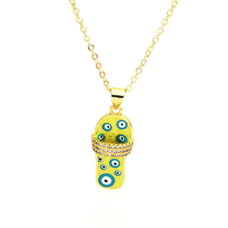 7g Weight 18K Gold Plated Plating Material Copper Pendant Material Zircon Inlay Material Pendant Necklace Classification Copper Chain Material cable chain Chain Type 1 Piece Quantity Holiday, Daily Occasion Copper Material Slippers Pattern Women's Gender Enamel, Inlay Design Casual, Simple Style Style Copper 18K Gold Plated Enamel Inlay Slippers Zircon Pendant Necklace 5
