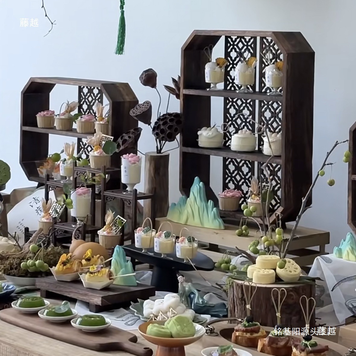 新中式甜品台展示架公司茶歇摆台寿宴宝宝宴婚礼开业古风展示架