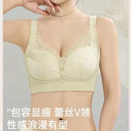 如水8802#浪漫精致压花蕾丝文胸L-4XL薄C杯聚拢高侧收尾货内衣批