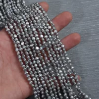 Серая 3 мм боковое отверстие с двух сторон натуральный пресноводный жемчуг полуфабрикат из бисера diy ожерелье сырье