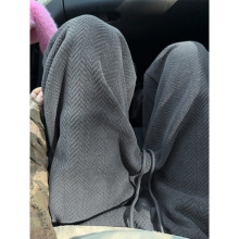 2025新款重磅420g肌理感雪尼尔人字纹宽松休闲裤男大码高品质长裤