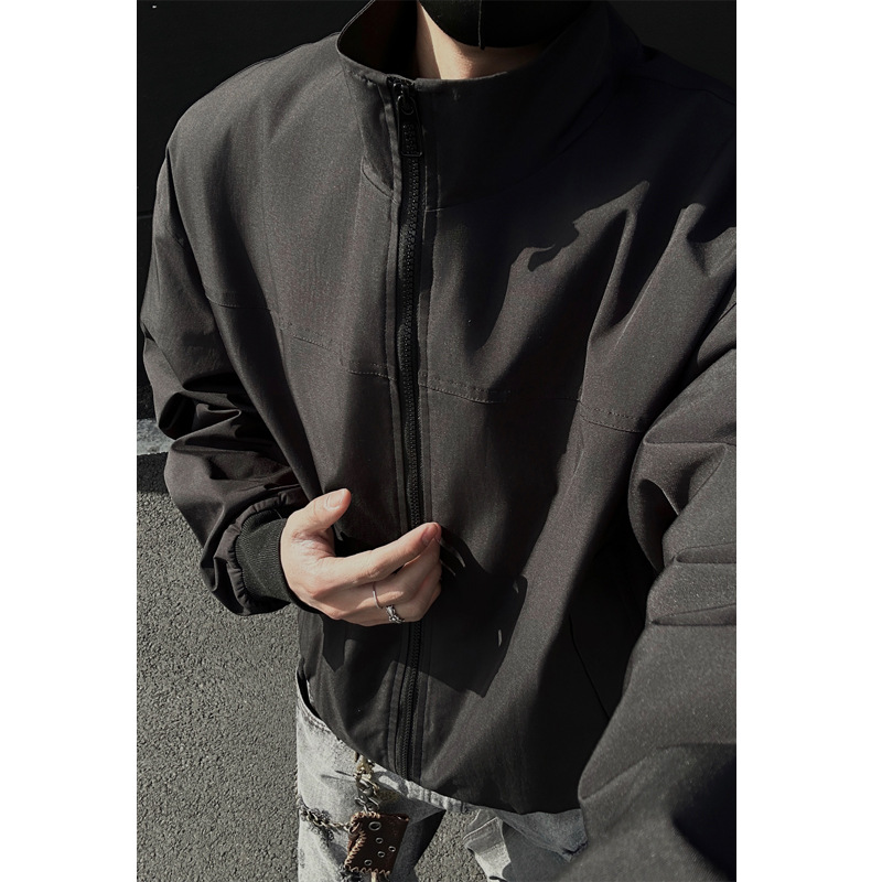 American Style Pilot Men's Autumn Cleanfit Stand Collar Baseball Jacket Cool Short Oversized Coat_voghion.com