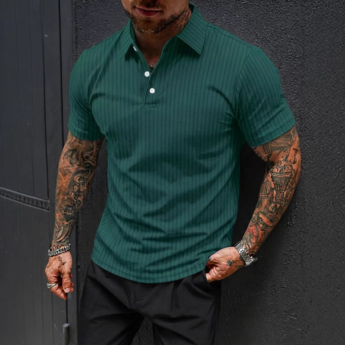 Polo da uomo performante – Maglia a maniche corte elasticizzata in tessuto traspirante, ideale per palestra e tempo libero (10 colori, taglie S-XXXL)_voghion.com