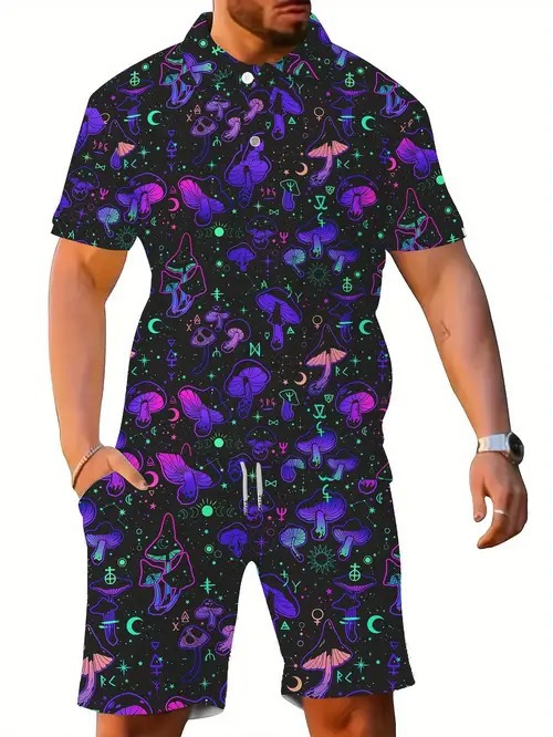 Alta calidad suelta 2025 nueva tendencia de moda salvaje de manga corta POLO pantalones cortos traje MB13 MA1