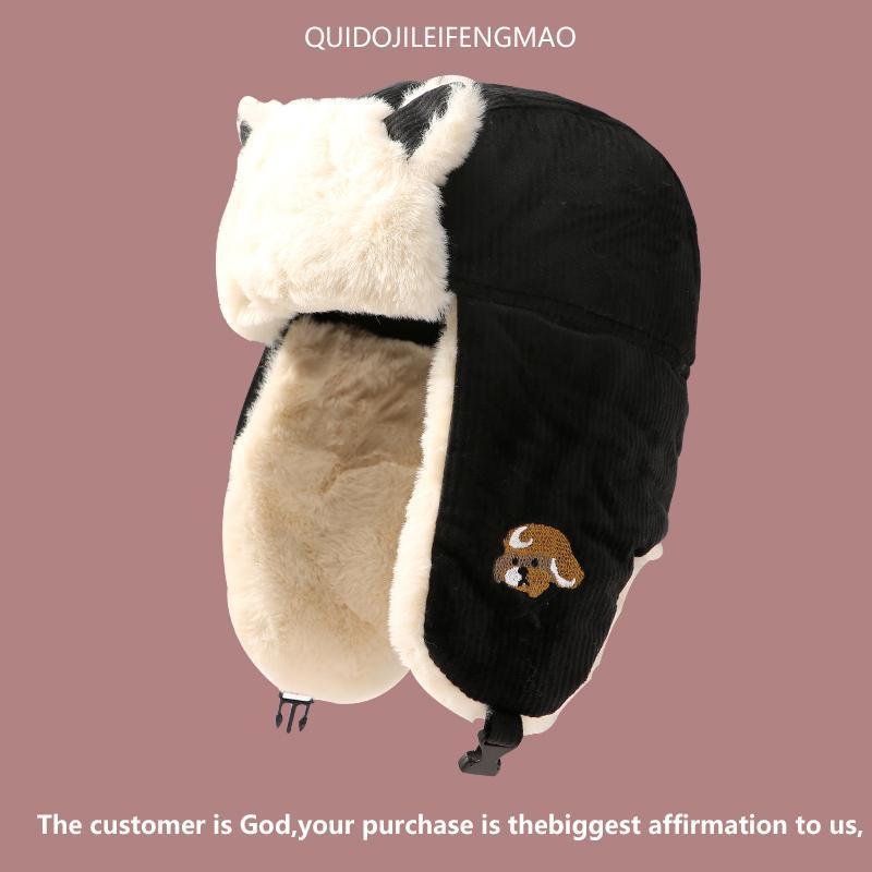 Chapéus para homens e mulheres, outono inverno, chapéus Lei Feng, pelúcia masculina, protetores de ouvido de inverno, calor espesso, piloto à prova de vento_voghion.com