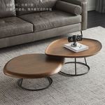 北欧茶几组合套装客厅现代简约创意网红茶几小户型大套几胡桃木色