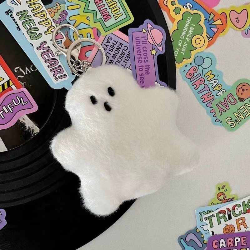 Divertido blanco pequeño fantasma mochila colgante muñeca Linda bolsa de peluche adornos accesorios muñeca ins llavero