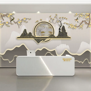 新中式电视背景墙纸3d山水前台装饰壁画养生采耳馆茶室背景墙墙布