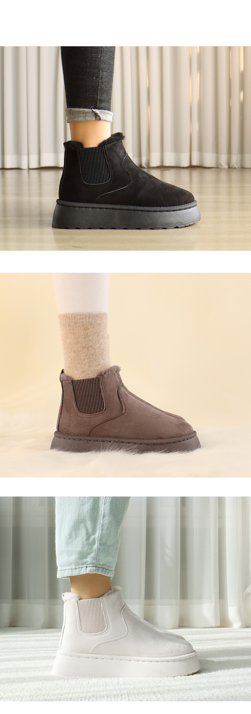 Warm snow boots thickened students a slip-on elastic short cotton boots women's shoes_voghion.com