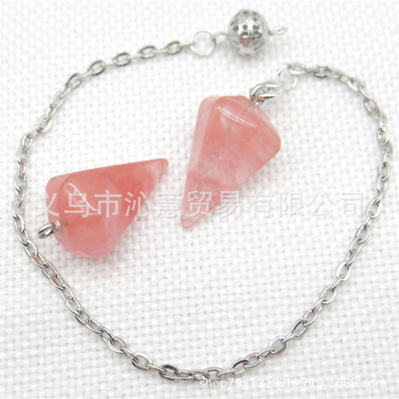 Venta caliente ágata natural cristal piedra preciosa cono hexágono cono colgante DIY cristal colgante espíritu péndulo