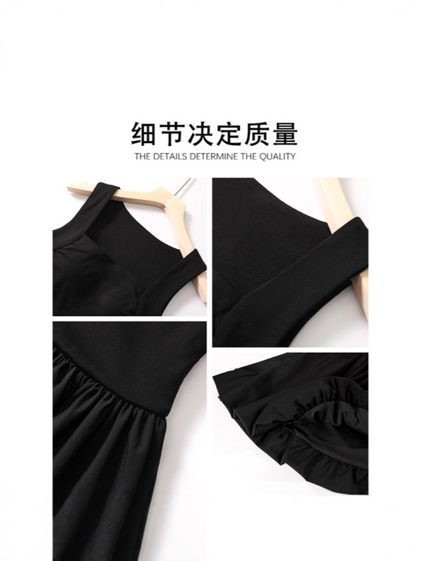 白色收腰吊带连衣裙女夏日漂亮绝美小白裙子蓬掐腰a字短款花苞裙|undefined
