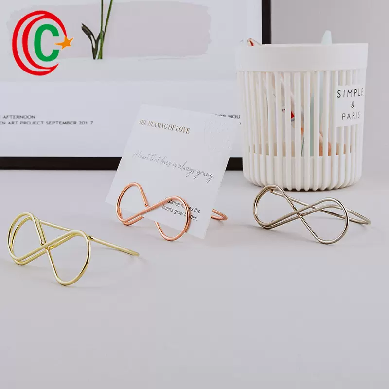 源头厂家跨境热销婚庆眼镜8字卡夹酒店餐厅桌面菜单便签夹席位卡