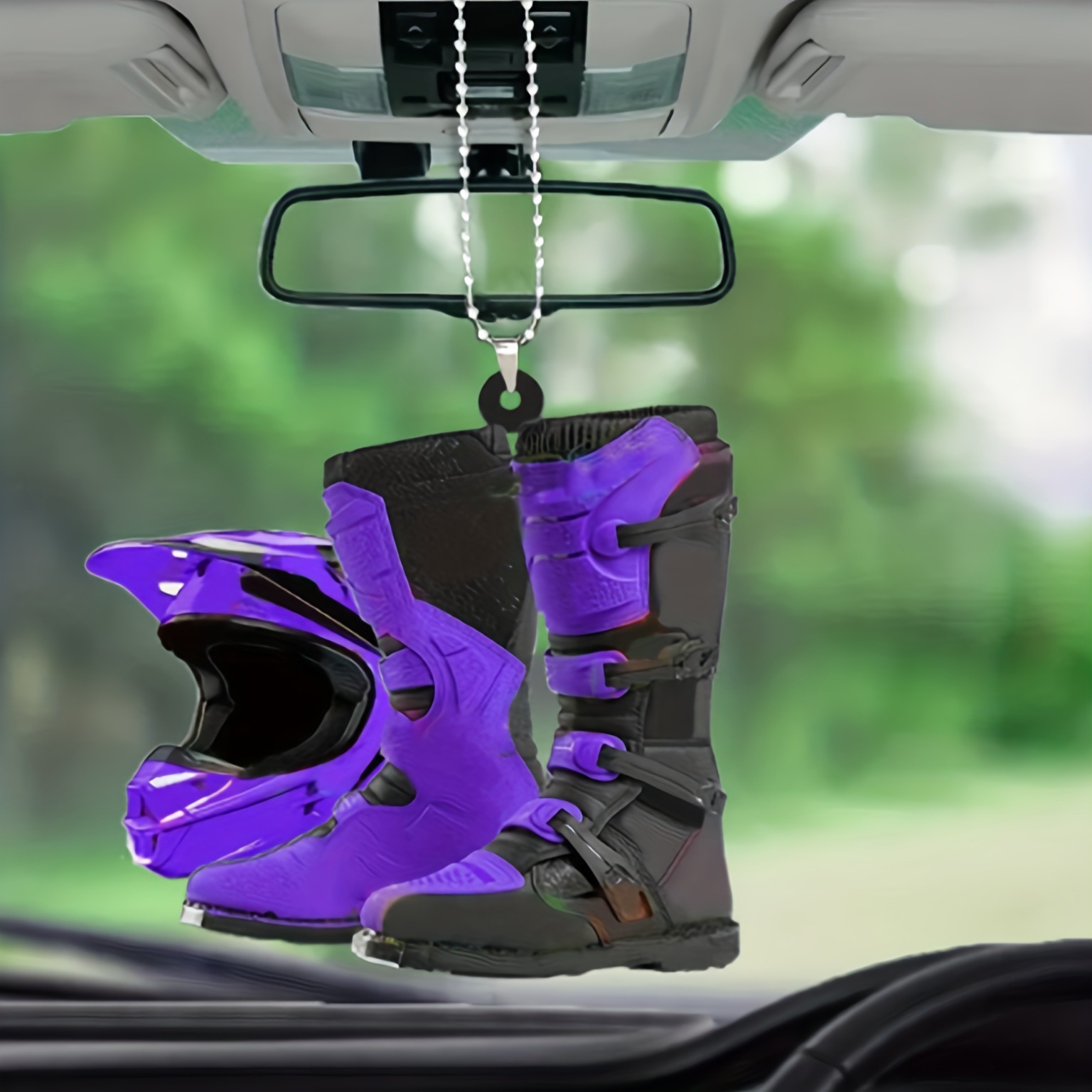 24 años de nuevo casco creativo botas de rally acrílico colgante plano espejo retrovisor de automóvil colgante de Navidad