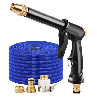 Car Supplies High-Pressure Car Wash Water Gun with Retractable Hose, Copper-Plated Nozzle, Long Handle, Dual-Use for Home and Car, High-Pressure Car Wash Gun (Car cleaning tools) - water-gun-metal-three-joint-75m-telescopic-water-pipes-before-filling-with-water-25m-water-pipes-single