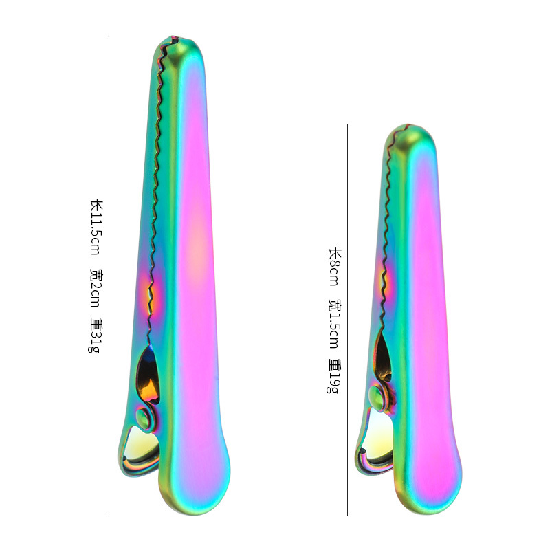 Fabricante de origen pinza de cocodrilo de acero inoxidable pinza de sellado pinza multifuncional a prueba de humedad para bocadillos frescos pinza de bolsa de leche en polvo pinza de sellado
