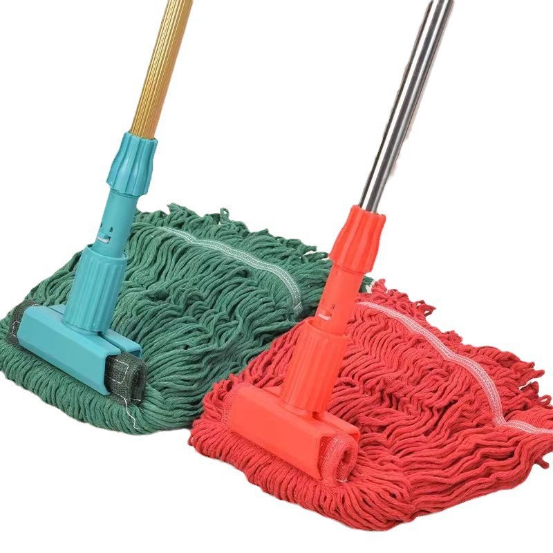 Mopa universal con hilo de algodón, desmontable para hoteles, absorbente para uso en húmedo y seco, mopa de cera para limpieza comercial, tipo clip de tigre.