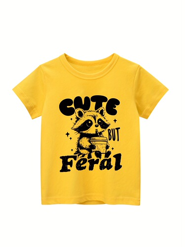 Soft Breathable Cotton Cute But Feral Raccoon Graphic Tee
