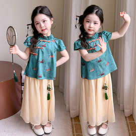 女童汉服夏季2026新款儿童国风唐装裙子女宝宝新中式夏装套装薄款